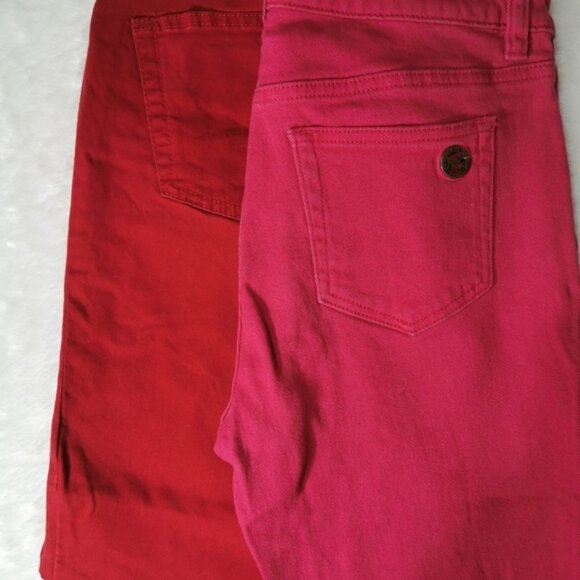 Michael Kors Mid-Rise Skinny Fit 5-Pocket Jeans in Dark Pink - Sz 6 - Picture 8 of 10